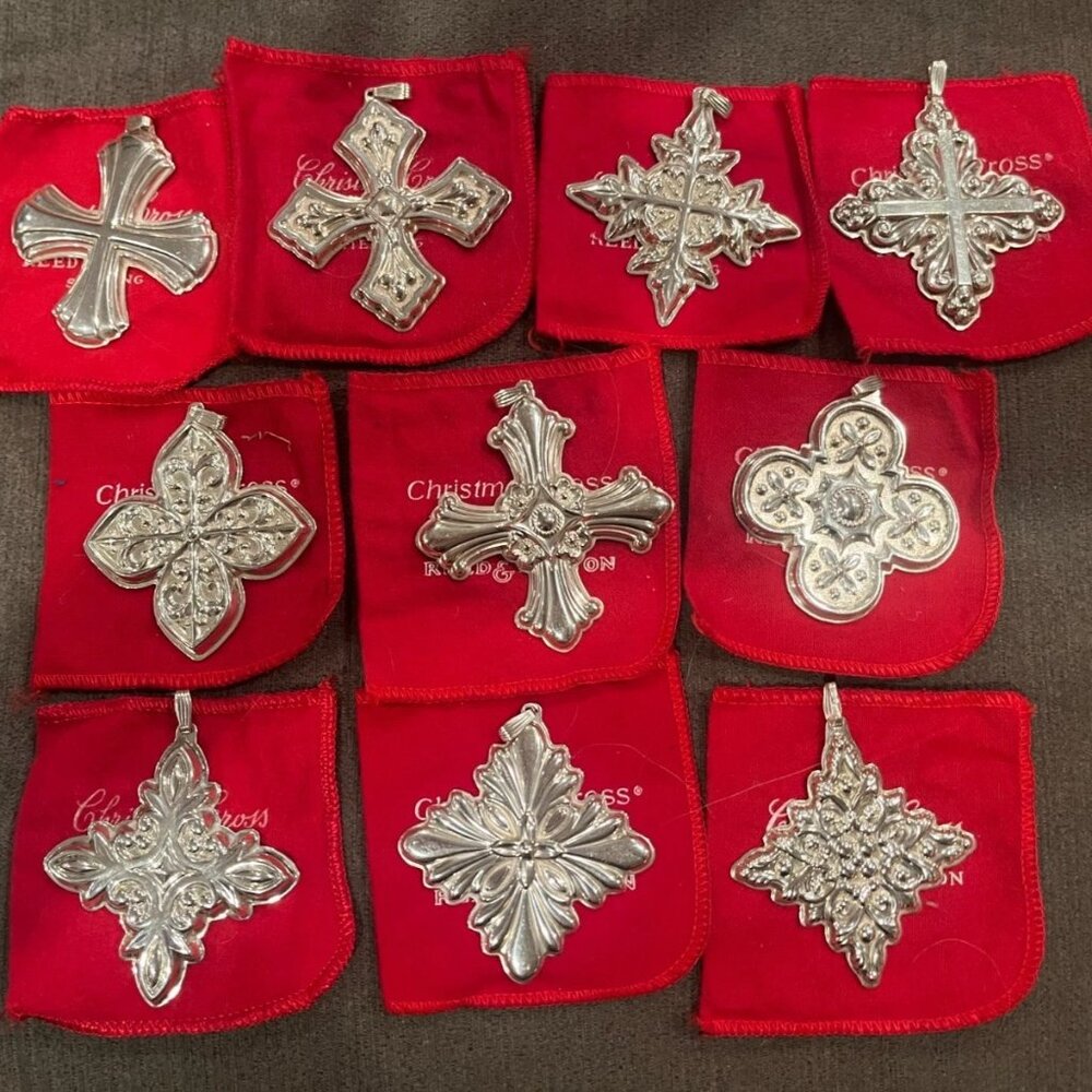 Reed & Barton 1980s Collection 10 Sterling Silver Christmas Crosses